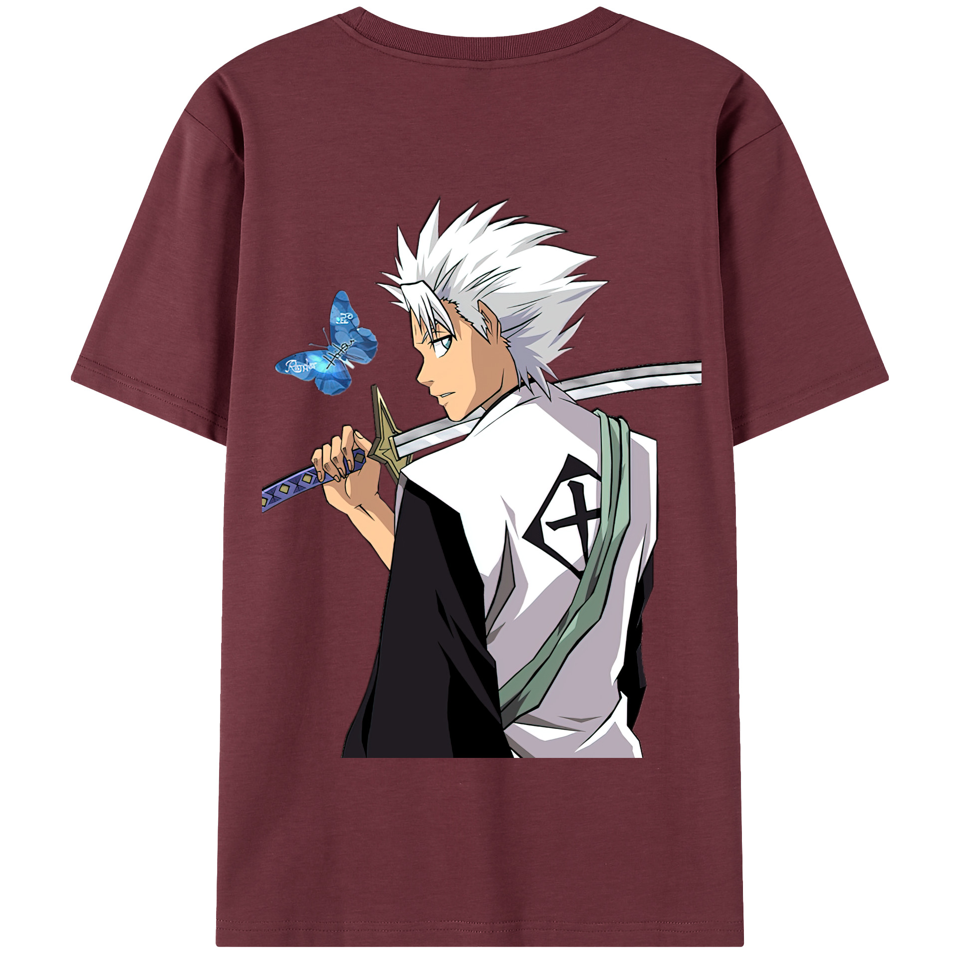 （画像用） ブリーチ 日番谷冬獅郎（ひつがや とうしろう） BLEACH Hitsugaya Toushirou 綿100％半袖Tシャツ（背面プリント）
